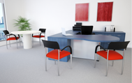 Europa modern executive desk scene - blue denim