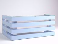 Athens Modern Reception Desk Power Blue and Aluminum